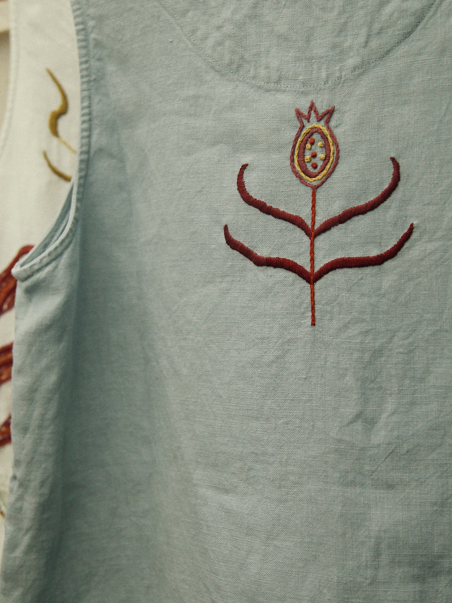 Hand Embroidered Rooster Vest