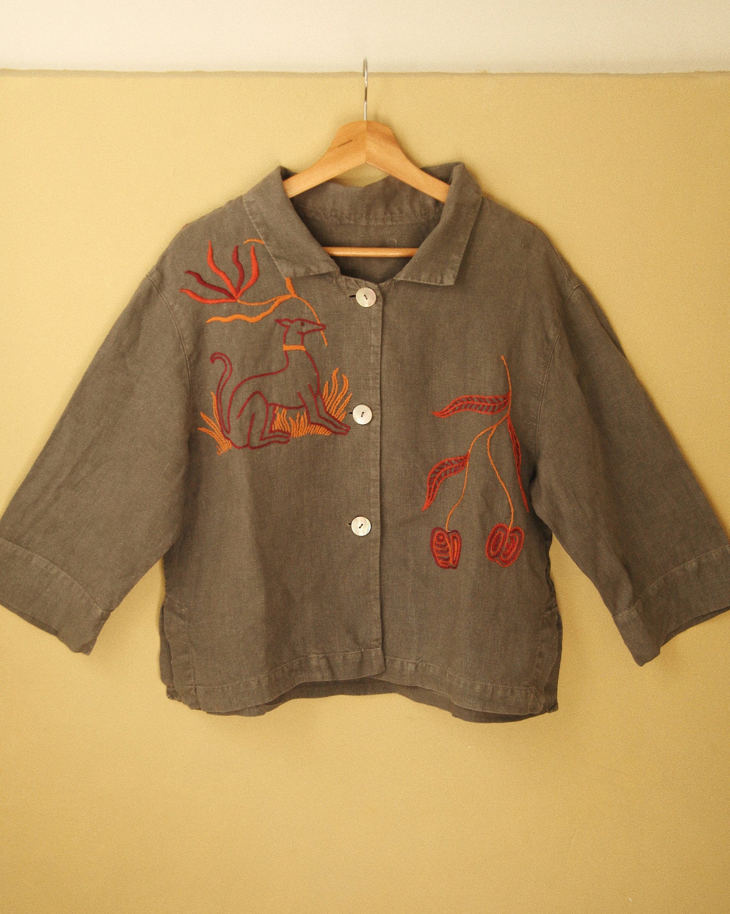 Hand Embroidered Long Dog Blouse