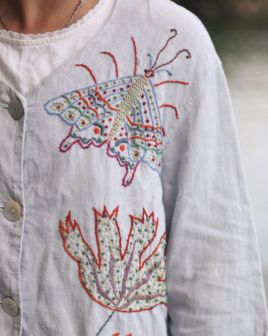 Hand Embroidered Moth Blouse