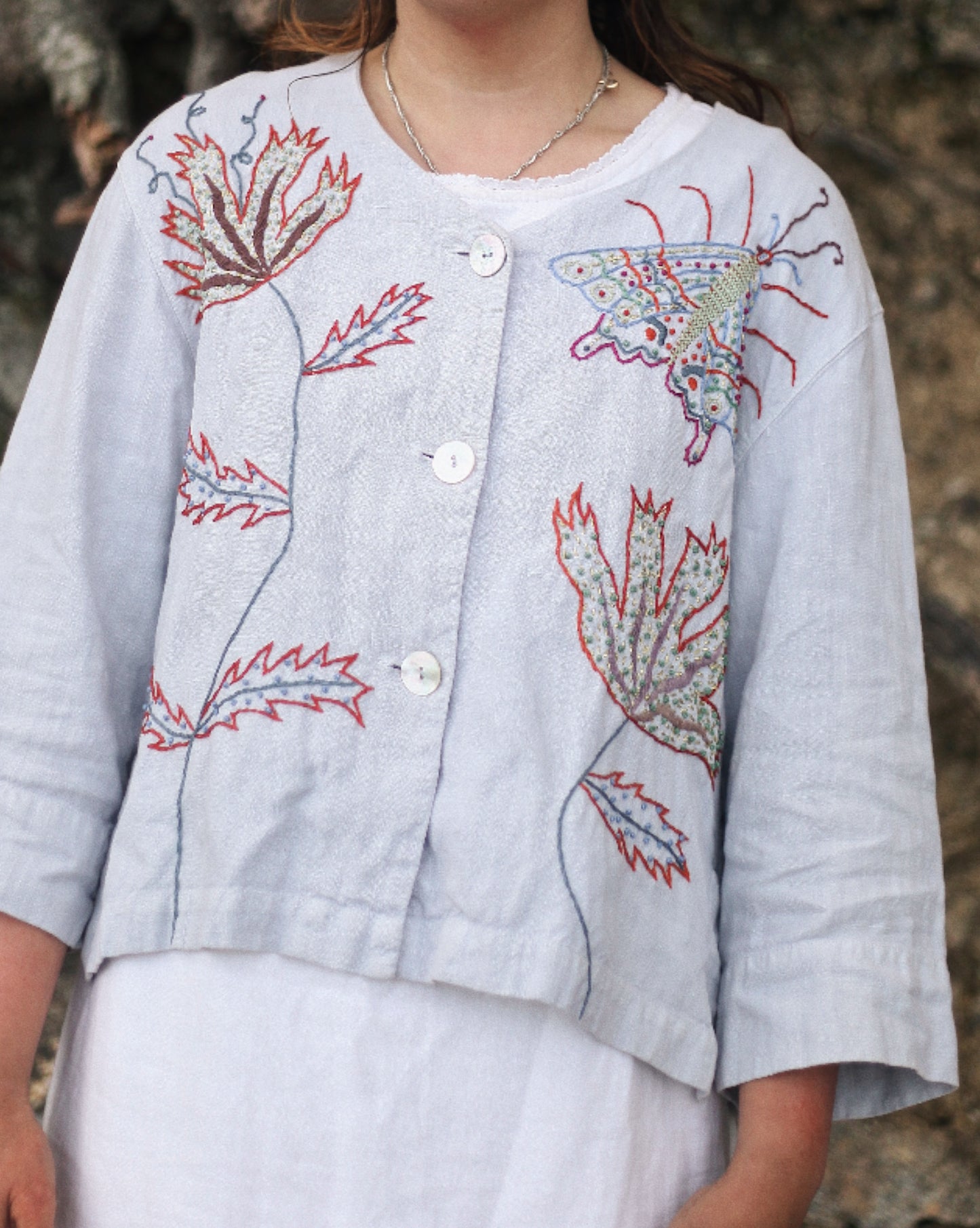 Hand Embroidered Moth Blouse