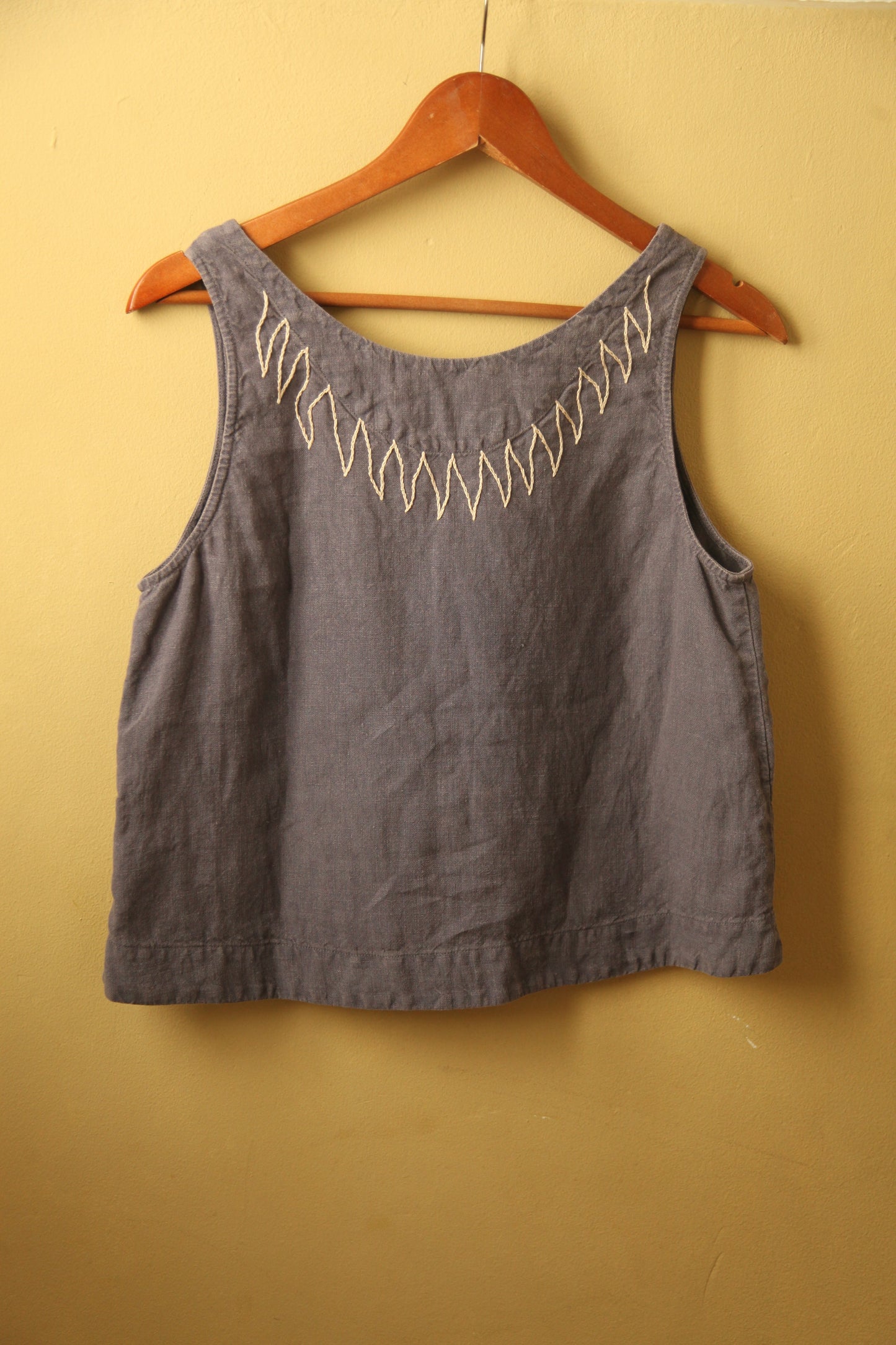 Hand Embroidered Blue Linen Vest