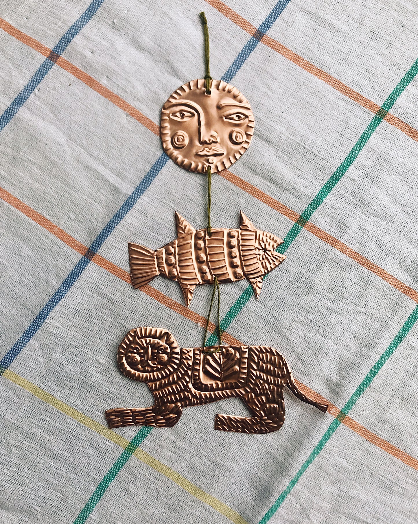 Copper Lion, Fish & Moon Decoration